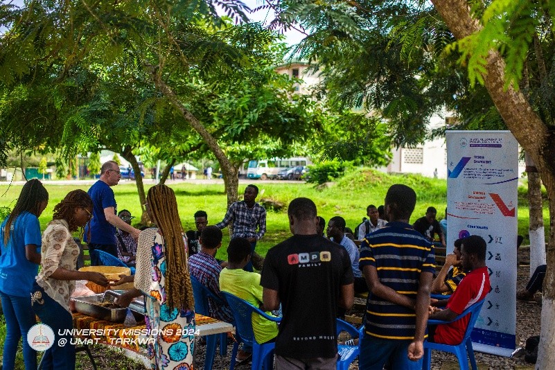 university outreach, evangelism, students, lunch bar, Ghana, mission, spreading the word